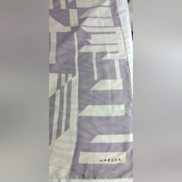 Jaeger Silk Scarf Lavender and Cream Geometric Scarf with Modern Design - Picture 6 of 12